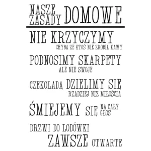 Naklejka Nasze domowe zasady W07