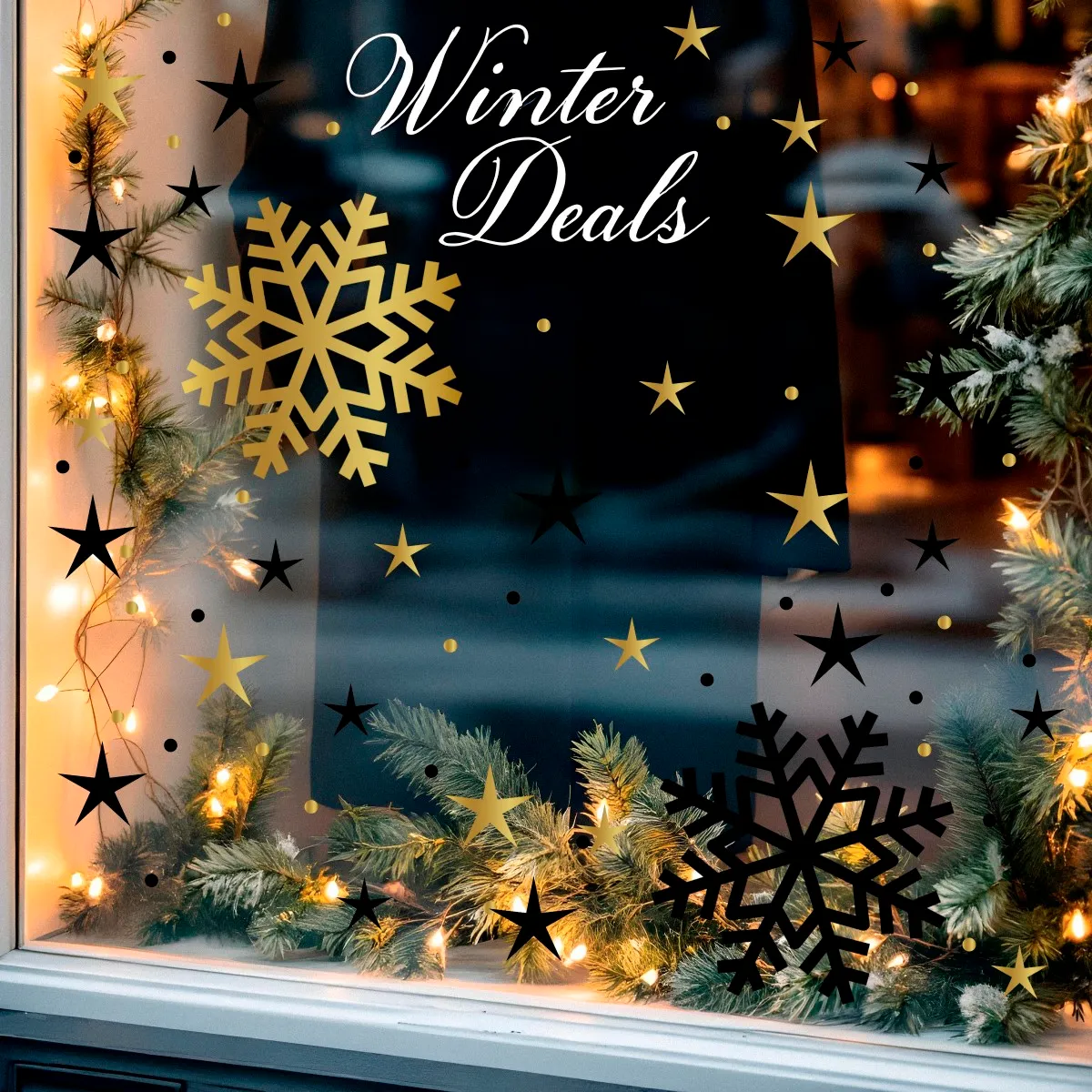 naklejki płatki śniegu złoto-czarne