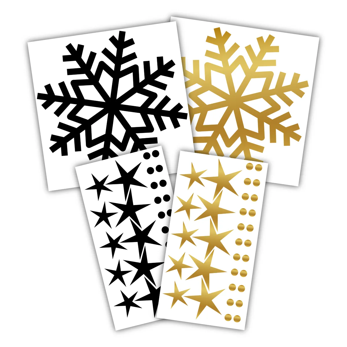 naklejki płatki śniegu złoto-czarne