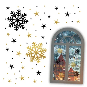 naklejki płatki śniegu złoto-czarne