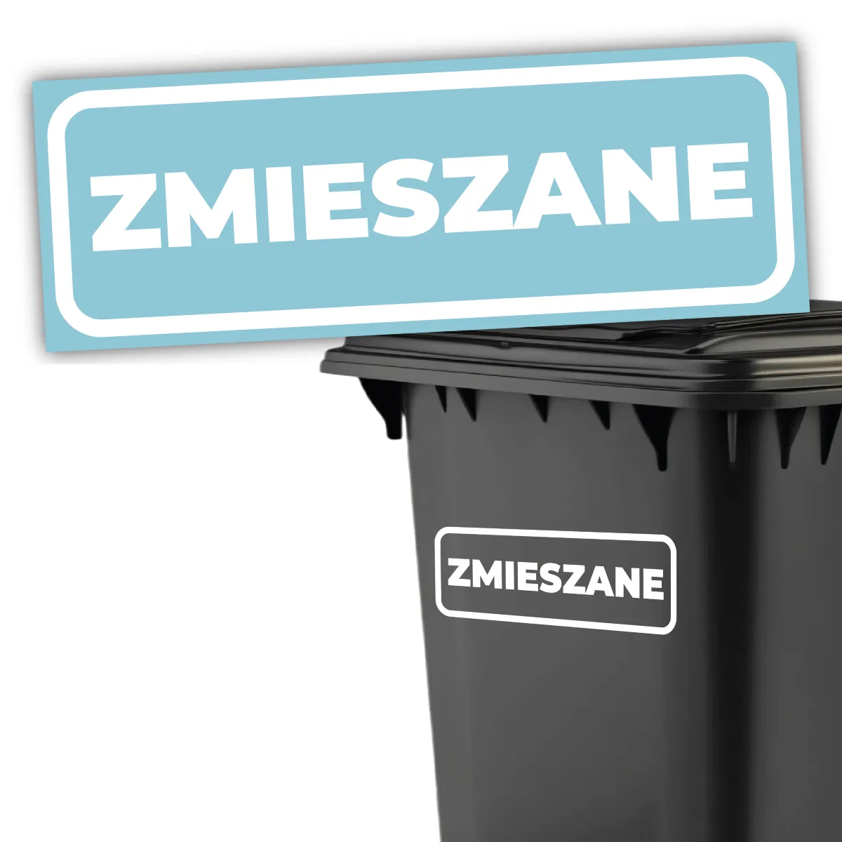 Naklejka na kosz do segregacji DUŻA - zmieszane